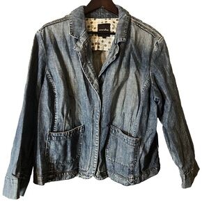 Cotton Ginny Denim Blue Women's Jean Snap-Up Stitched Jacket Western Coastal L